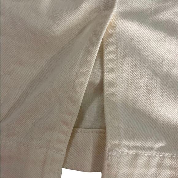 Ann Taylor High Rise Denim Midi Pencil Skirt Womens 8P Cream Stretch Slit Classy - Picture 8 of 12